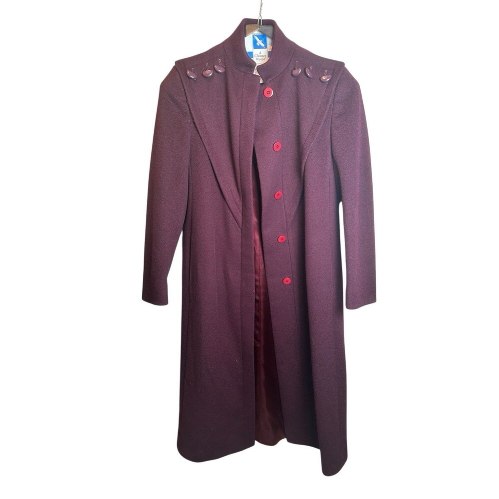 Vintage 100% Wool Burgundy Saks Fifth Avenue Albert Nipon Jacket Size 6